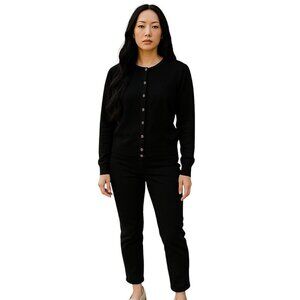 NOBLE Cardigans Sweater Button Front Crew Neck Cotton Womens Small